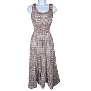 Max Studio Floral Cottagecore Boho Tiered Maxi Dress Sleveless Ruffled Trim M
